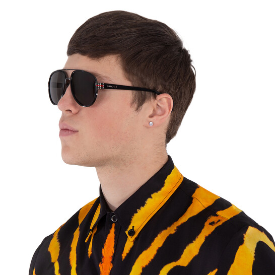 Gucci Polarized Grey Pilot Men's Sunglasses GG0447S 001 58