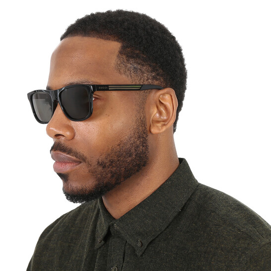 Gucci Polarized Grey Rectangular Men's Sunglasses GG0687S 002 57