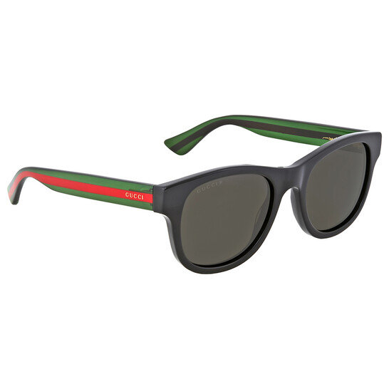 サングラス Gucci Polarized Sunglasses GG0003SN 006 with Striped Temples Gucci GG0003SN Polarized Striped Leg Sunglasses – Designer