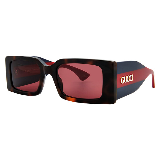 Gucci Red Rectangular Ladies Sunglasses GG1860S 002 52 - 546x546 Image #2