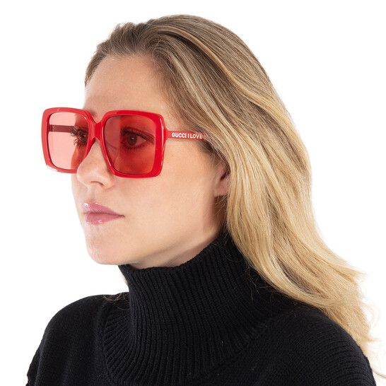 GUCCI ワインレッド スクエアサングラス GUCCI/グッチ】スクエア サングラス GG1872SK 002（サングラス