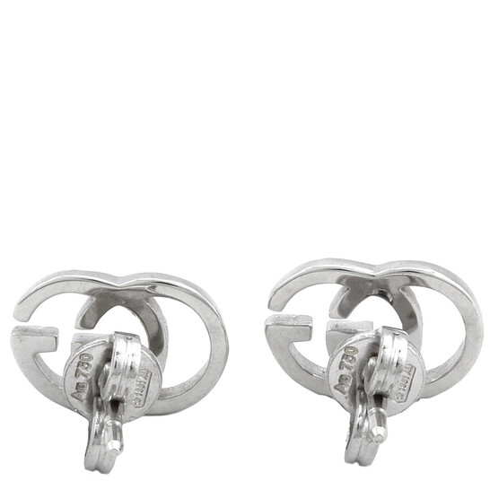 Gucci Running G Stud Earrings In 18kt White Gold