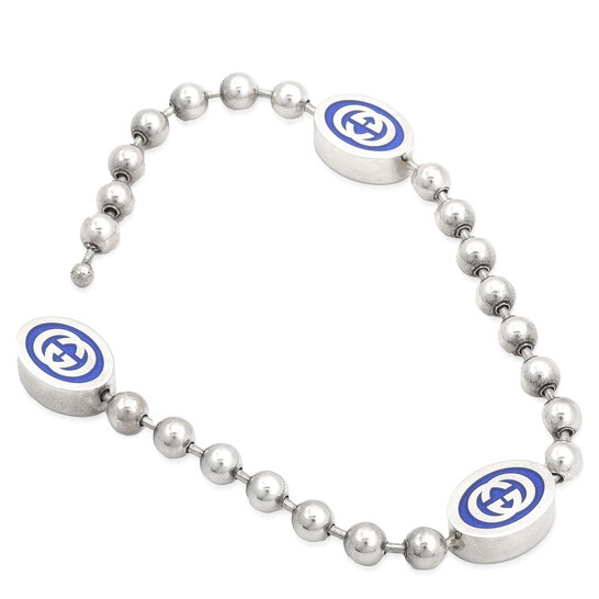 yukamam0615　8点 Gucci Sterling Silver And Enamel Boule Chain Interlocking G