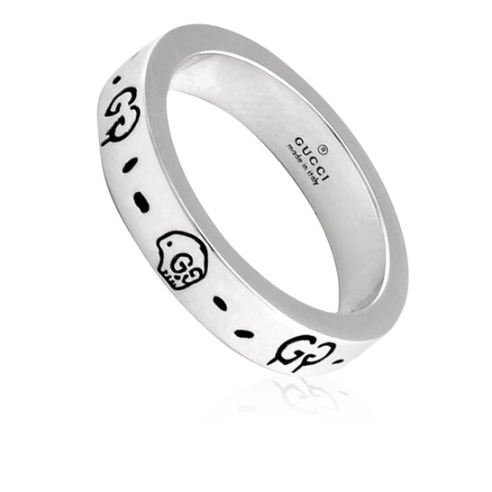 Gucci Sterling Silver GG Ghost Ring, Brand Size 19 YBC477932001