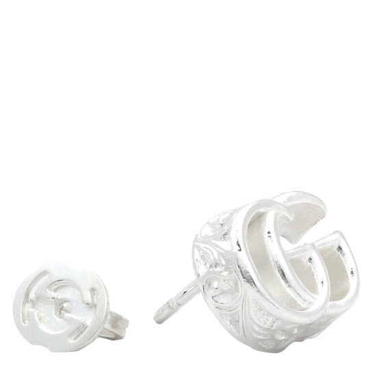 Gucci Sterling Silver GG Marmont Logo Earrings