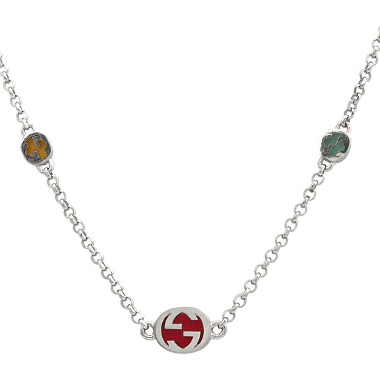 Gucci Sterling Silver Interlocking G Multicoloured Enamel