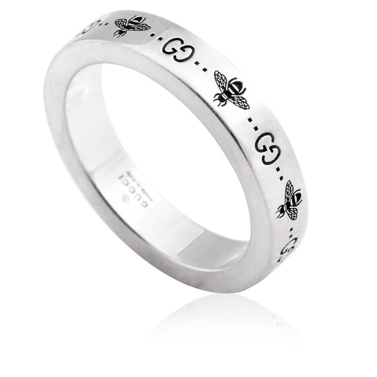 GUCCI BEE RING 16号 GG and bee engraved ring in 925 sterling silver | GUCCI® US