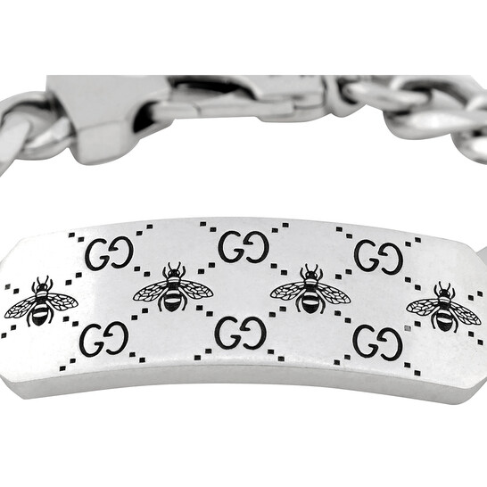 Gucci Signature Silver Bracelet With Bee Motif YBA728264001