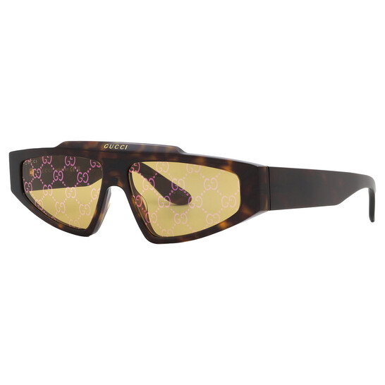 Gucci Yellow Logo Browline Unisex Sunglasses GG1591S 002 58