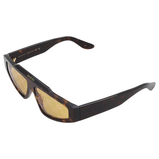 Gucci Yellow Logo Browline Unisex Sunglasses GG1591S 002 58
