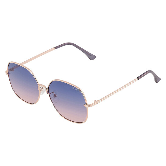 Guess Rose Gold Sunglass\'s, High Polish Metals,Butterfly Square, Ombre Blue Guess Butterfly Sunglasses Rose Gold Frame Blue Gradient  main image 4