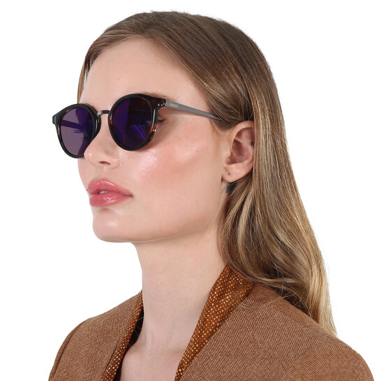 Guess Factory Blue Round Ladies Sunglasses GF0305 53X 51