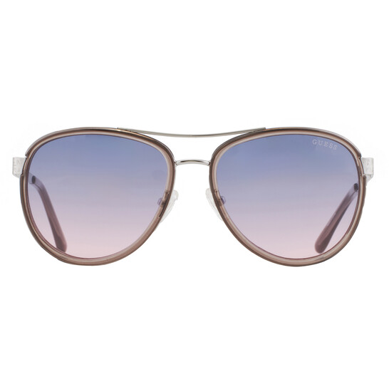 Guess New GF6188/S 20B Silver/Purple Gradient Aviator Sunglasses. Guess Factory Smoke Pilot Ladies Sunglasses GF6188 20B 57  main image 3