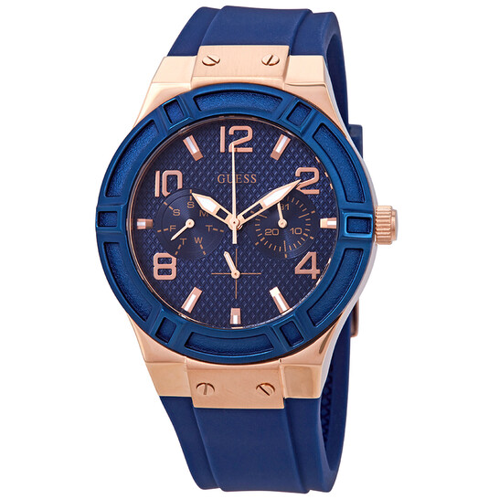Guess Jet Setter White Dial Turquoise Silicone Strap Watch For Women - W0564L3