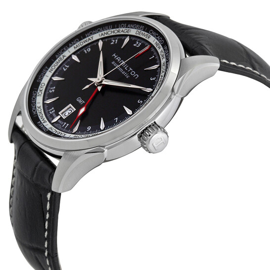 時計 HAMILTON JAZZMASTER H32695731 GMT 42mm Jazzmaster GMT Auto - Dial color:Black - H32695731