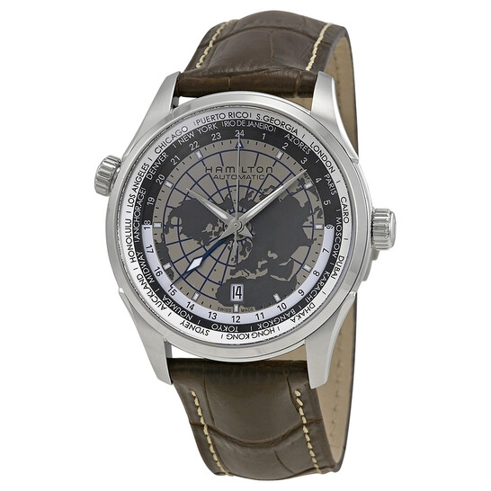 Hamilton Jazzmaster GMT World Map Dial Leather Men's Watch
