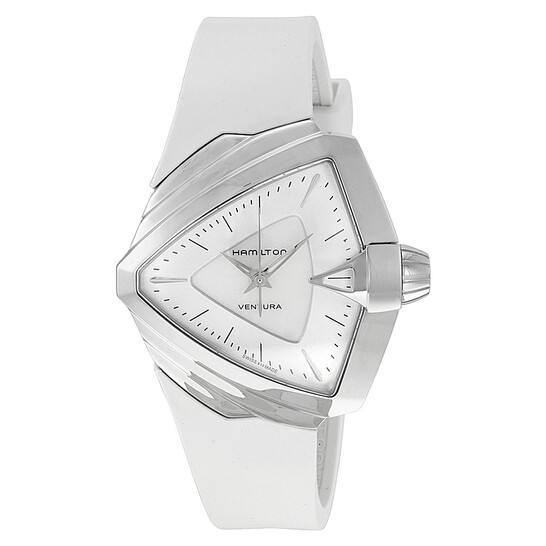 Hamilton Ventura Silver Dial White Rubber Ladies Watch H24251391 - 546x546