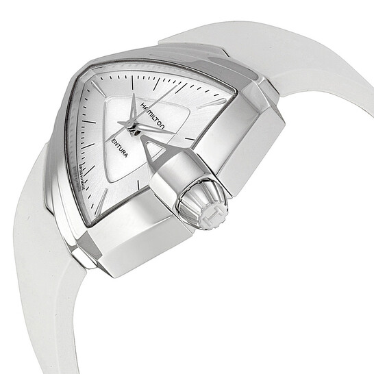 Hamilton Ventura Silver Dial White Rubber Ladies Watch H24251391 - 546x546 Image #2