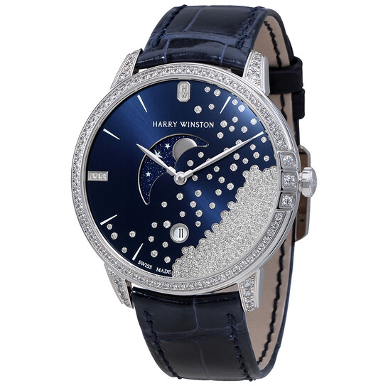 Harry...☆♬ Harry Winston Midnight Diamond Drops Blue Dial 18K White