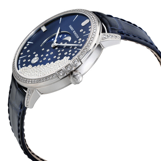 Harry...☆♬ Harry Winston Midnight Diamond Drops Blue Dial 18K White