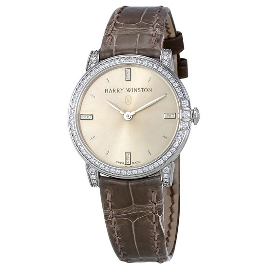 Harry Winston Midnight Silver Dial 18kt White Gold Diamond Satin Ladies Watch MIDQHM32WW002 - 546x546