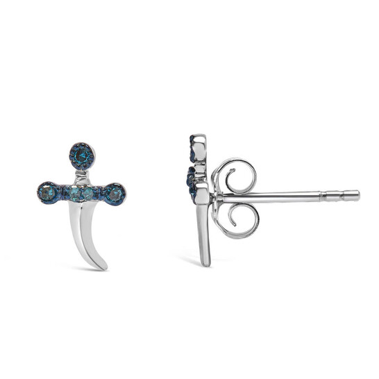 925 Sterling Silver Heart Diamond Accent Puff Earrings For Sale at