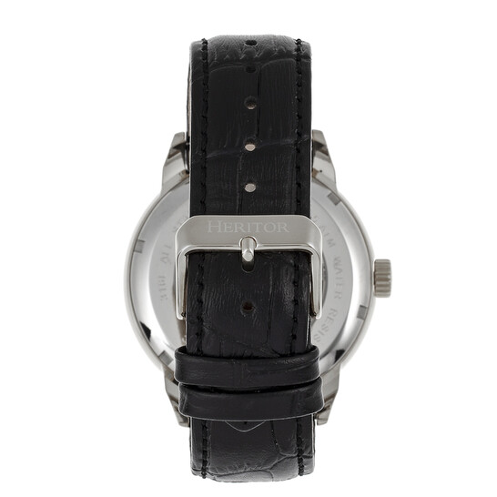 Heritor Sanford Automatic Black Dial Black Leather Men's Watch HR8302 - 546x546 Image #3