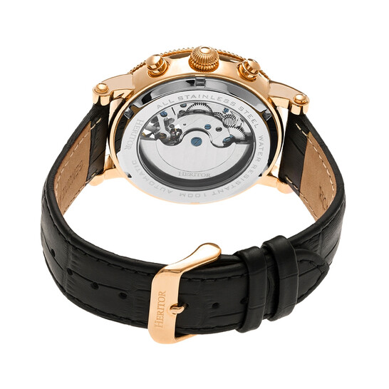 Heritor Winston Automatic Black Dial Black Leather Men display picture 2