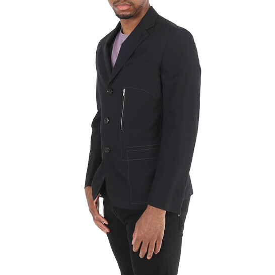 Hermes Black Wool And Silk Blazer Jacket, Brand Size 52