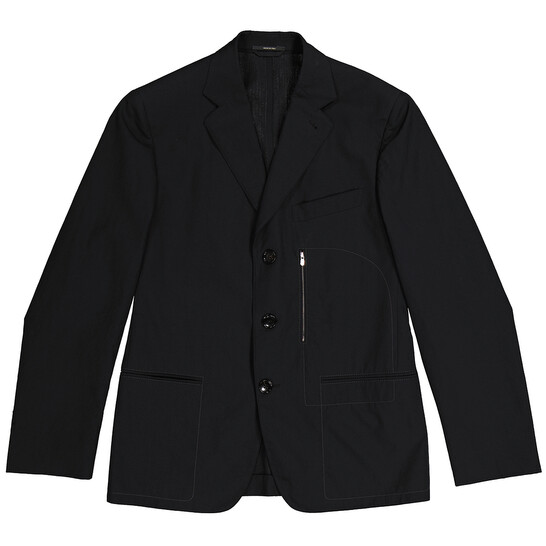 Hermes Black Wool And Silk Blazer Jacket, Brand Size 52
