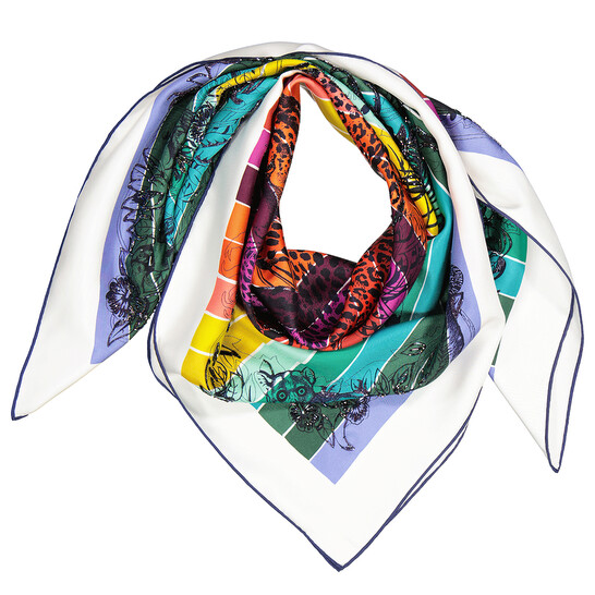 【 Hermes 】Jungle Love Rainbow Embroidered Square スカーフ Hermes Jungle Love Rainbow Embroidered Square Scarf 593369S