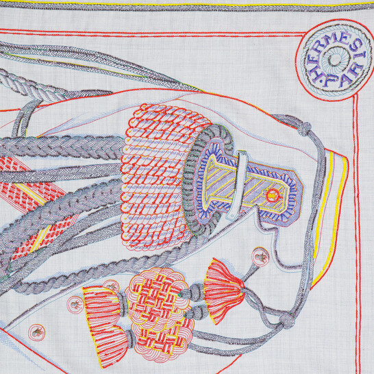 【 Hermes 】Ladies Grey Zouaves Et Dragons Wash スカーフ 90 Hermes Ladies Grey Zouaves Et Dragons Wash Scarf 90 593280S