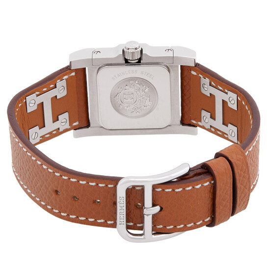 Hermes Medor White Dial Ladies Brown Leather Watch 028321WW00