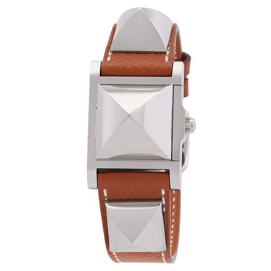 Hermes Medor White Dial Ladies Brown Leather Watch 028321WW00