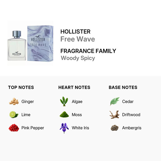 Hollister Men's Free Wave EDT 3.4 oz Fragrances 0 85715266316