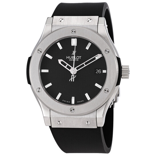 Hublot Classic Fusion Black Dial Black Rubber Strap Men's