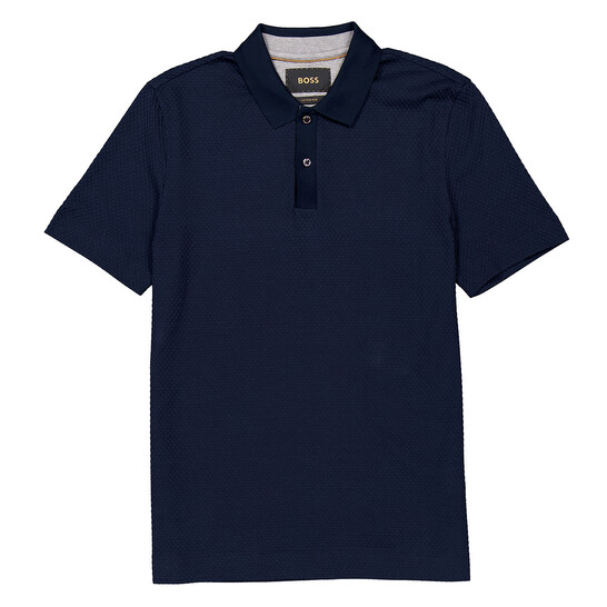 Hugo Boss Jacquard Bubble Cotton-Silk Polo Shirt, Size Hugo Boss Jacquard Bubble Cotton-Silk Polo Shirt, Size