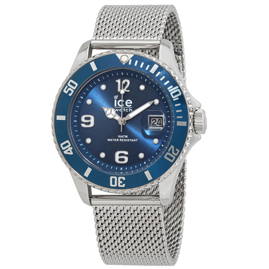 Ice-Watch Ice Quartz Blue Dial Stainless Steel Mesh Men's Watch