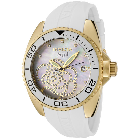 Invicta Angel Mother of Pearl Dial White Rubber Ladies Watch  display picture 1