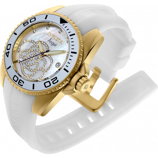 Invicta Angel Mother of Pearl Dial White Rubber Ladies Watch  display picture 3