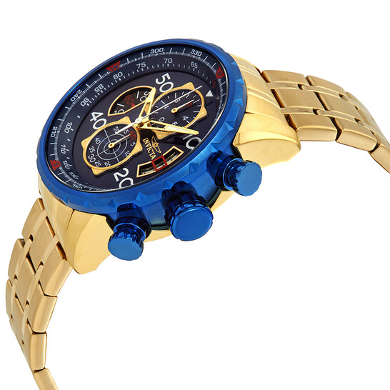 Invicta Aviator Chronograph Blue Dial 18kt Gold-plated Men's Watch 19173 - 546x546 Image #2