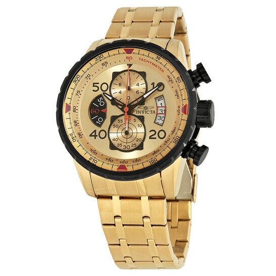 Invicta Aviator Chronograph Gold Dial Gold-plated Men's Watch 17205 - 546x546