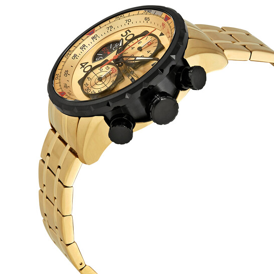 Invicta Aviator Chronograph Gold Dial Gold-plated Men's Watch 17205 - 546x546 Image #2