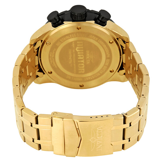 Invicta Aviator Chronograph Gold Dial Gold-plated Men's Watch 17205 - 546x546 Image #3
