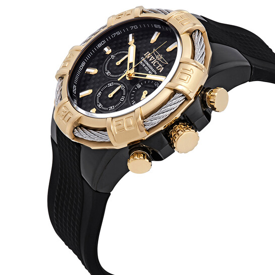 Invicta Bolt Chronograph Black Dial Black Silicone Men's Watch 25687