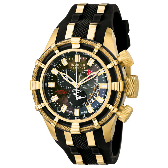 Invicta Bolt Reserve 18k Gold-Plated and Black Rubber Men's