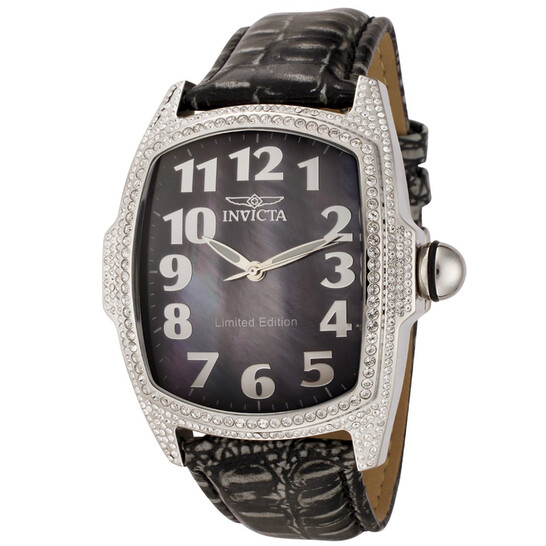 Invicta Lupah Black Mother Of Pearl Dial Black Alligator  display picture 2