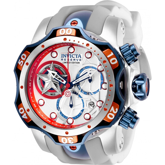 Invicta Marvel Limited Edition Captain America Chronograph Silver Dial  Men's Watch 27040