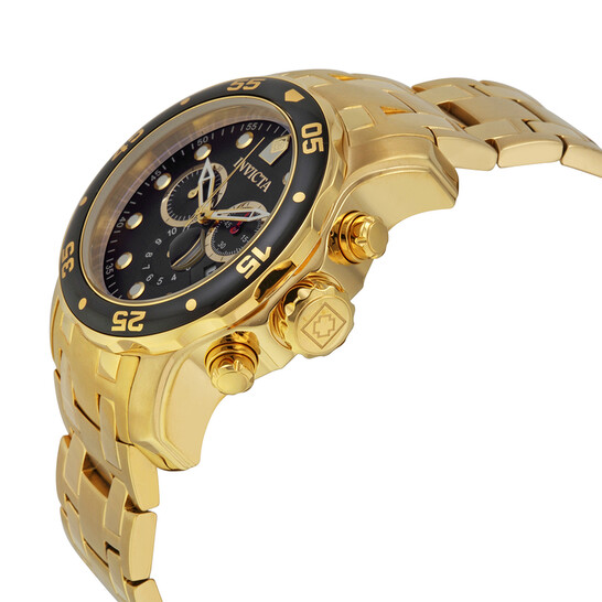 Invicta Pro Diver Chronograph Black Dial Gold-tone Men's Watch 0072 Invicta Pro Diver Chronograph Black Dial Gold-tone Men's Watch 0072 - 546x546 Image #2