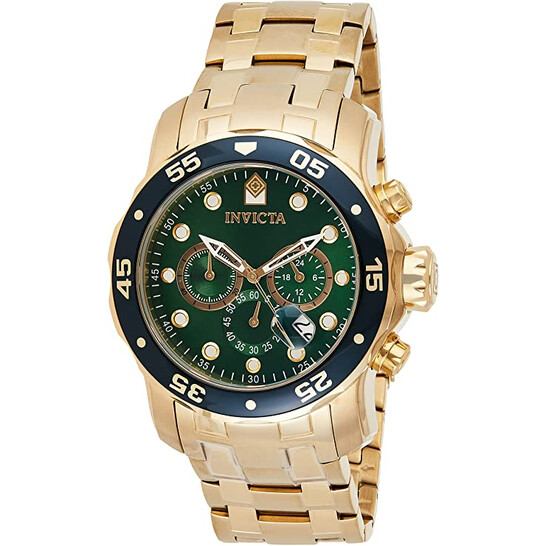Invicta Pro Diver Chronograph Green Dial 18kt Gold-plated Men's Watch 0075 - 546x546